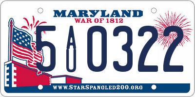 MD license plate 5AU0322