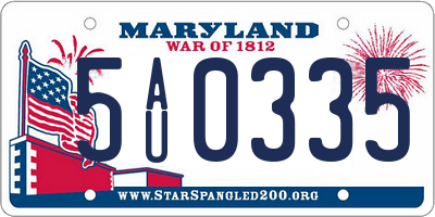 MD license plate 5AU0335