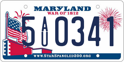MD license plate 5AU0341