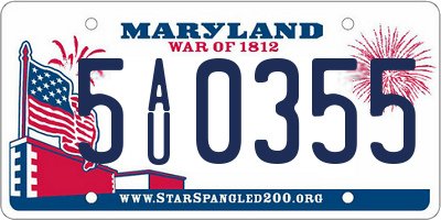 MD license plate 5AU0355