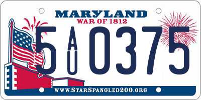 MD license plate 5AU0375