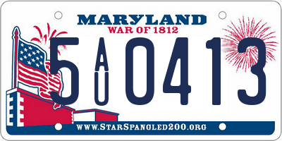MD license plate 5AU0413