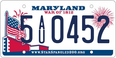 MD license plate 5AU0452