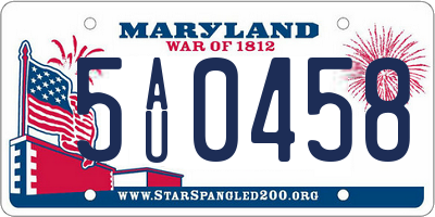 MD license plate 5AU0458