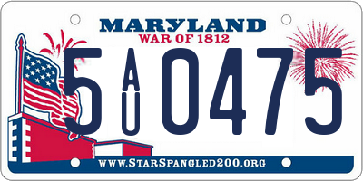 MD license plate 5AU0475