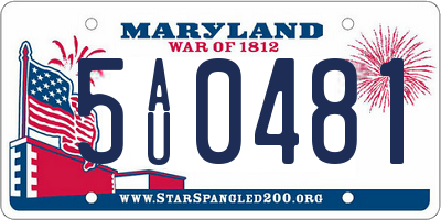 MD license plate 5AU0481