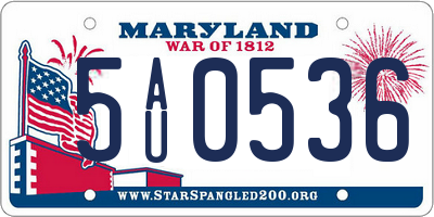 MD license plate 5AU0536