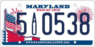MD license plate 5AU0538