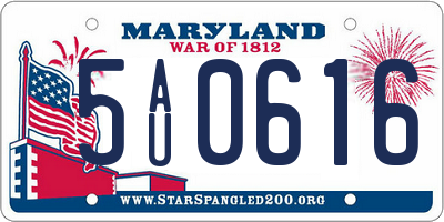 MD license plate 5AU0616