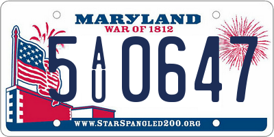 MD license plate 5AU0647