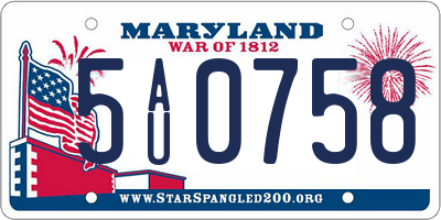 MD license plate 5AU0758