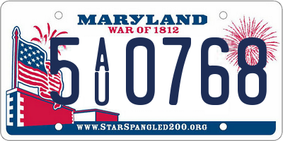 MD license plate 5AU0768