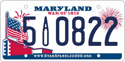 MD license plate 5AU0822