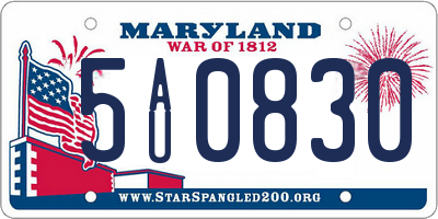 MD license plate 5AU0830