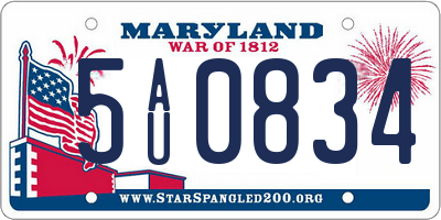 MD license plate 5AU0834