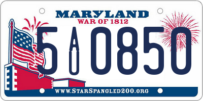 MD license plate 5AU0850