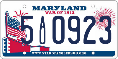 MD license plate 5AU0923