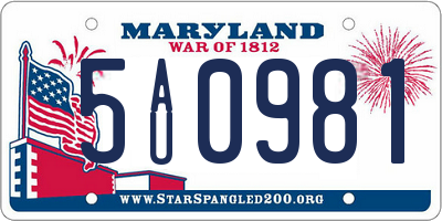 MD license plate 5AU0981