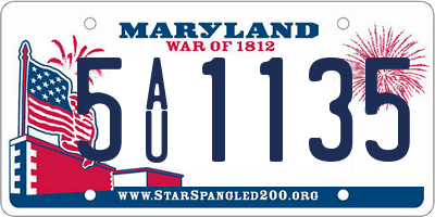 MD license plate 5AU1135
