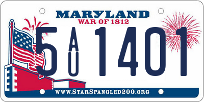 MD license plate 5AU1401