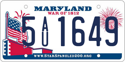 MD license plate 5AU1649