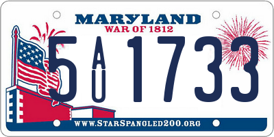 MD license plate 5AU1733