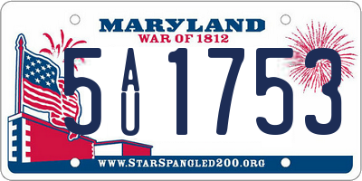 MD license plate 5AU1753