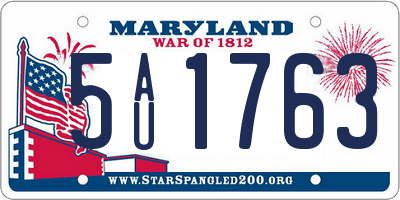 MD license plate 5AU1763