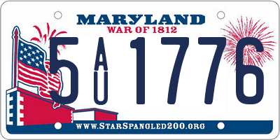MD license plate 5AU1776