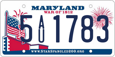 MD license plate 5AU1783