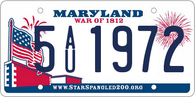 MD license plate 5AU1972