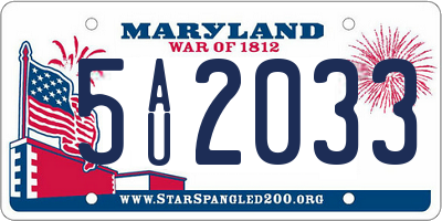 MD license plate 5AU2033