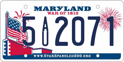 MD license plate 5AU2071