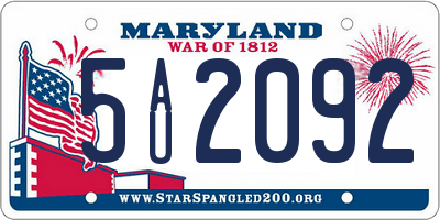 MD license plate 5AU2092
