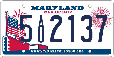 MD license plate 5AU2137