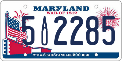 MD license plate 5AU2285