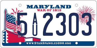MD license plate 5AU2303