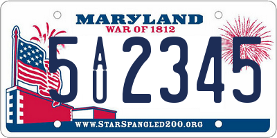 MD license plate 5AU2345