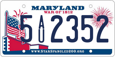 MD license plate 5AU2352