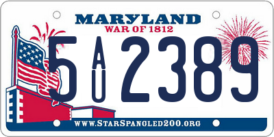 MD license plate 5AU2389