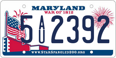 MD license plate 5AU2392
