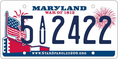 MD license plate 5AU2422