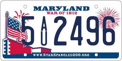 MD license plate 5AU2496