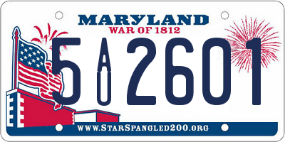 MD license plate 5AU2601