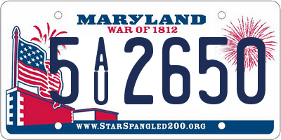 MD license plate 5AU2650