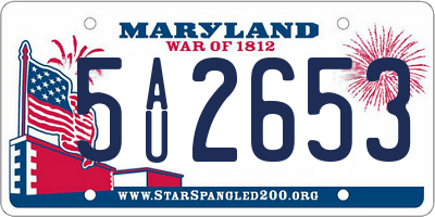 MD license plate 5AU2653