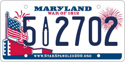 MD license plate 5AU2702