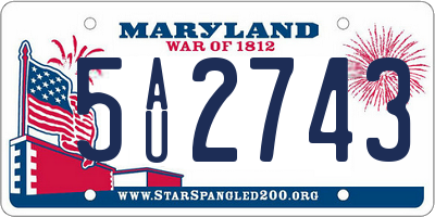 MD license plate 5AU2743