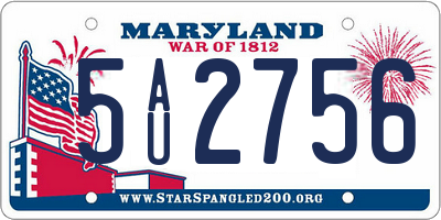 MD license plate 5AU2756