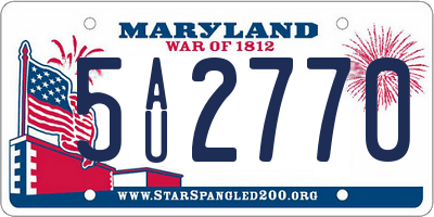 MD license plate 5AU2770